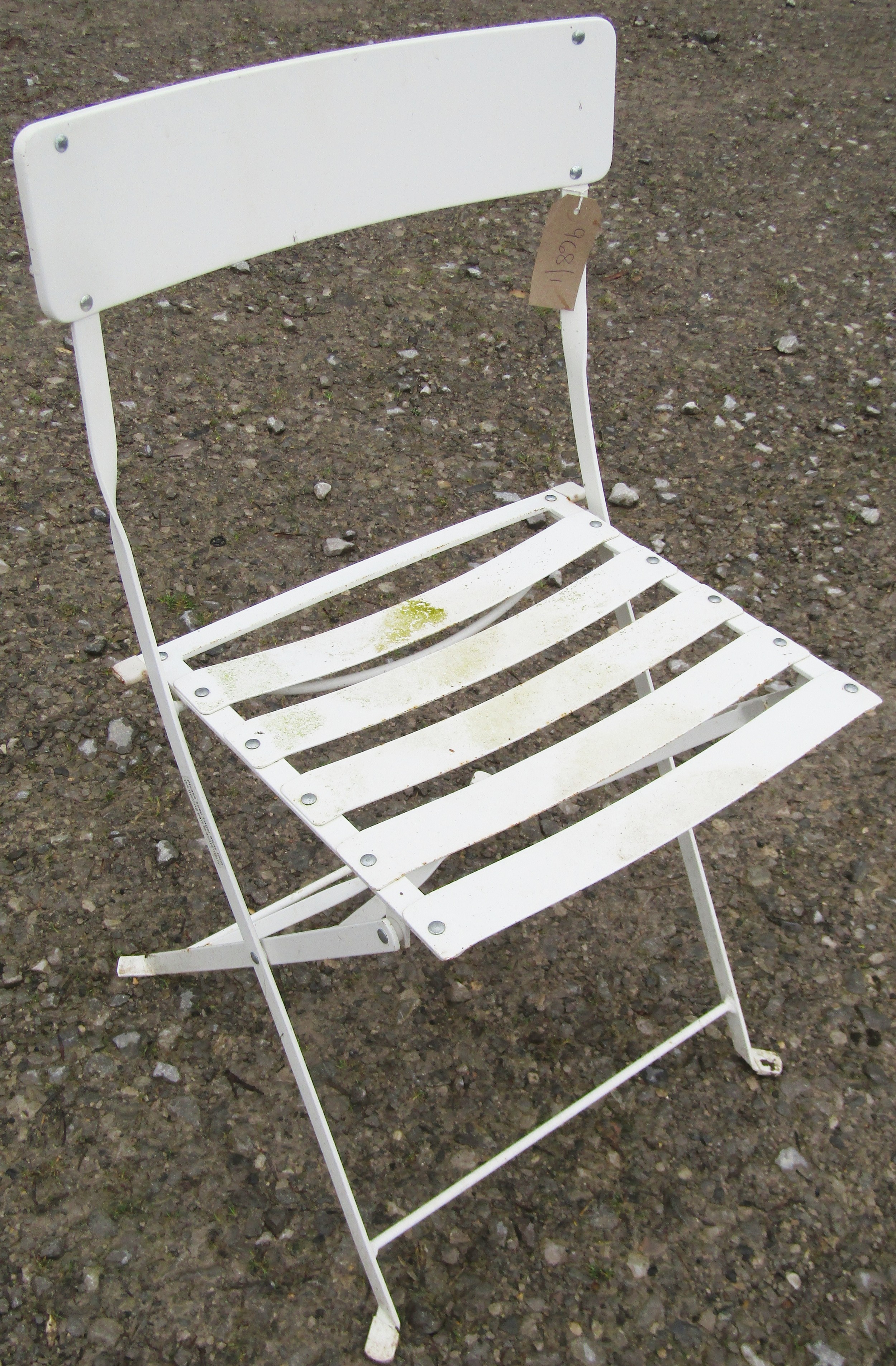 A contemporary cream painted light steel folding terrace table with pierced square top 70 cm - Image 4 of 4
