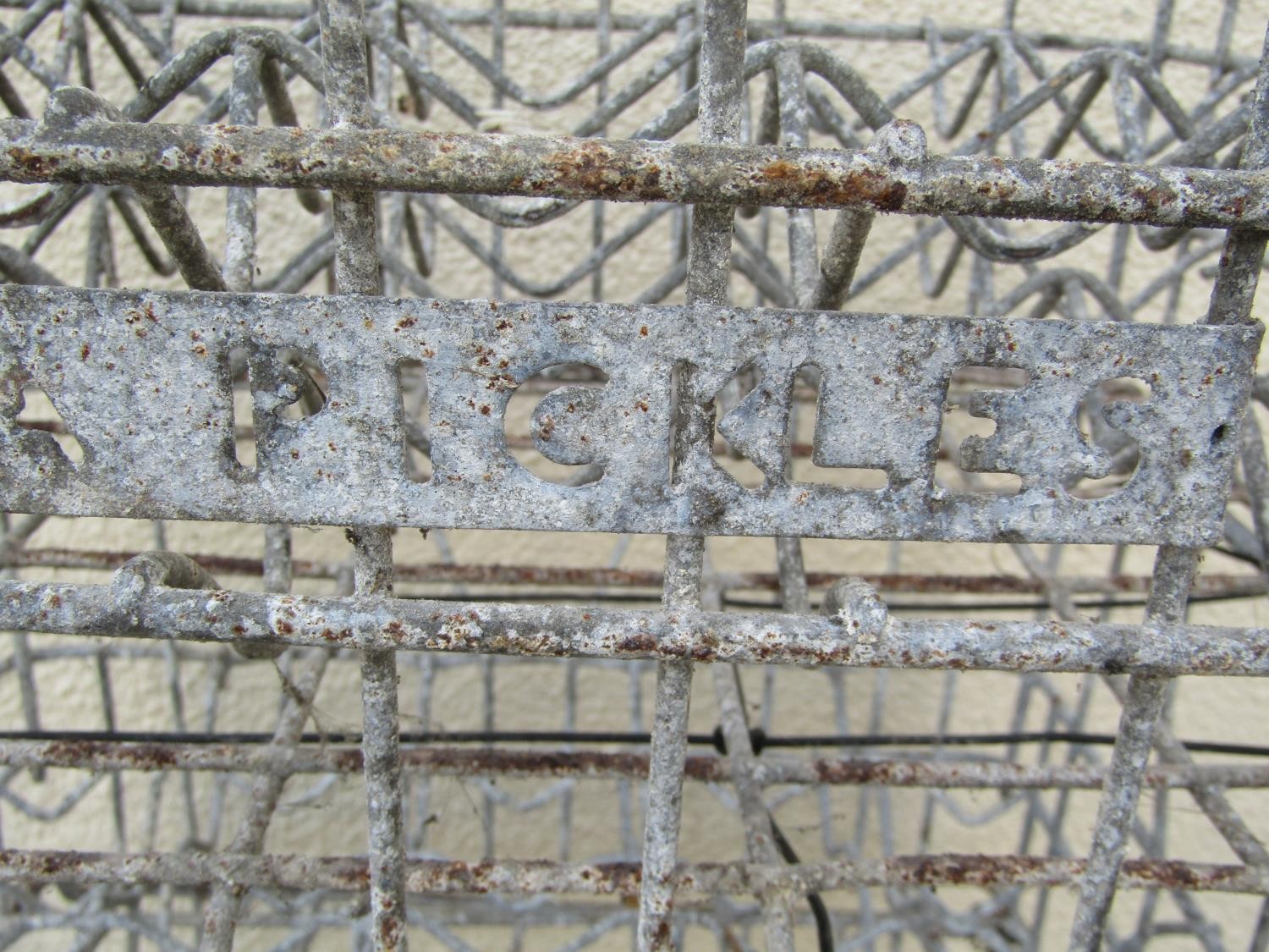 A stack of five vintage galvanised steel bottle crates 26 cm high x 46 cm x 35 cm together with - Image 2 of 2