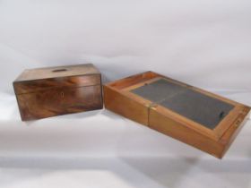 A Walnut box with brass stringing, and a 19th century mahogany writing slope.