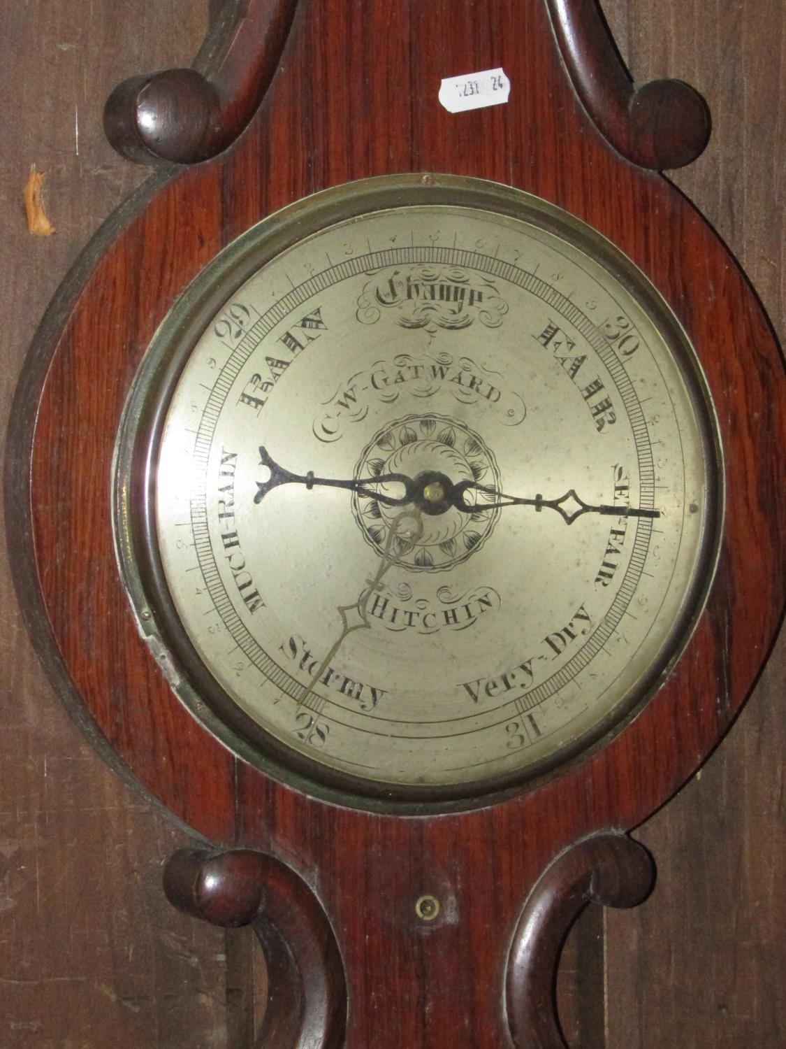 A 19th century rosewood wheel barometer, C. W. Gatwood of Hitchen - Image 4 of 4