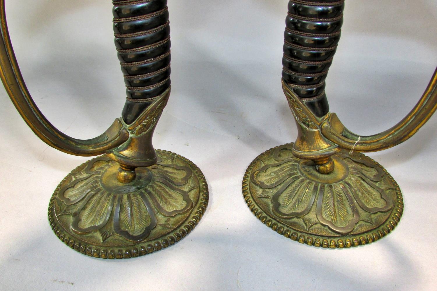 A pair of 19th century sword hilt candlesticks conversions 28cm tall. - Image 4 of 6