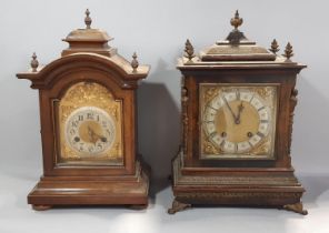 Two reproduction bracket clocks in the Georgian style, one with applied gilt cast metal mounts (2)