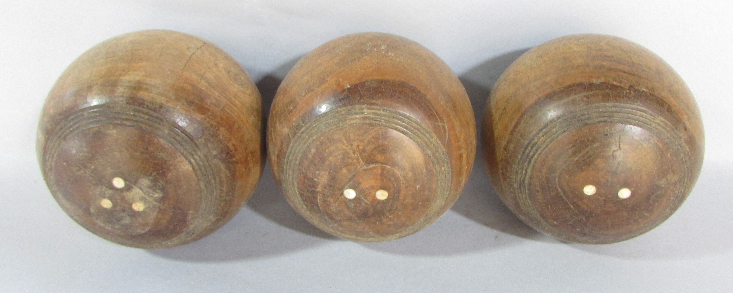 Eight vintage weighted wooden bowls. - Image 3 of 4