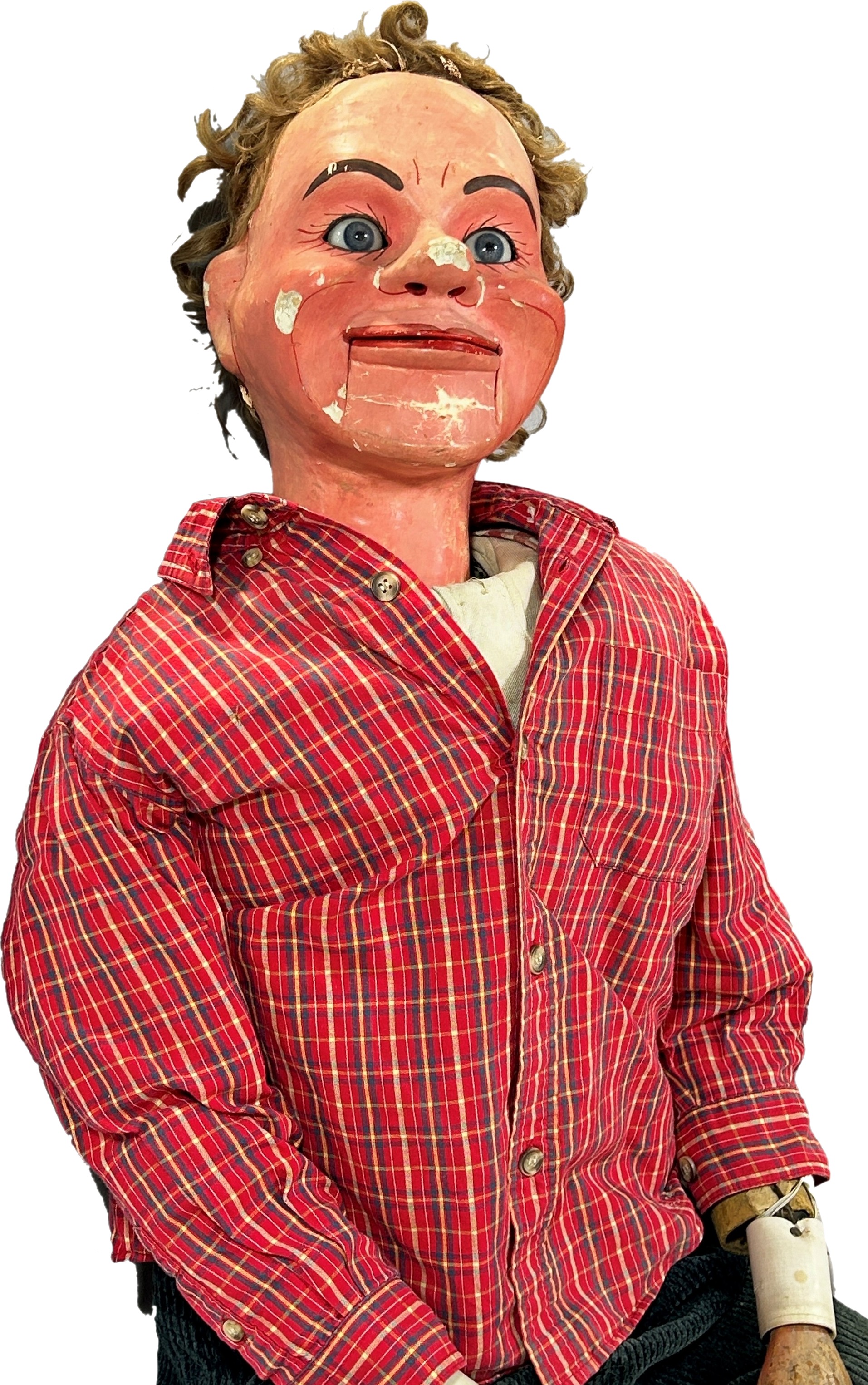 A Ventriloquist Dummy, with working mouth and eyes, 90cm tall approximately. - Image 2 of 4