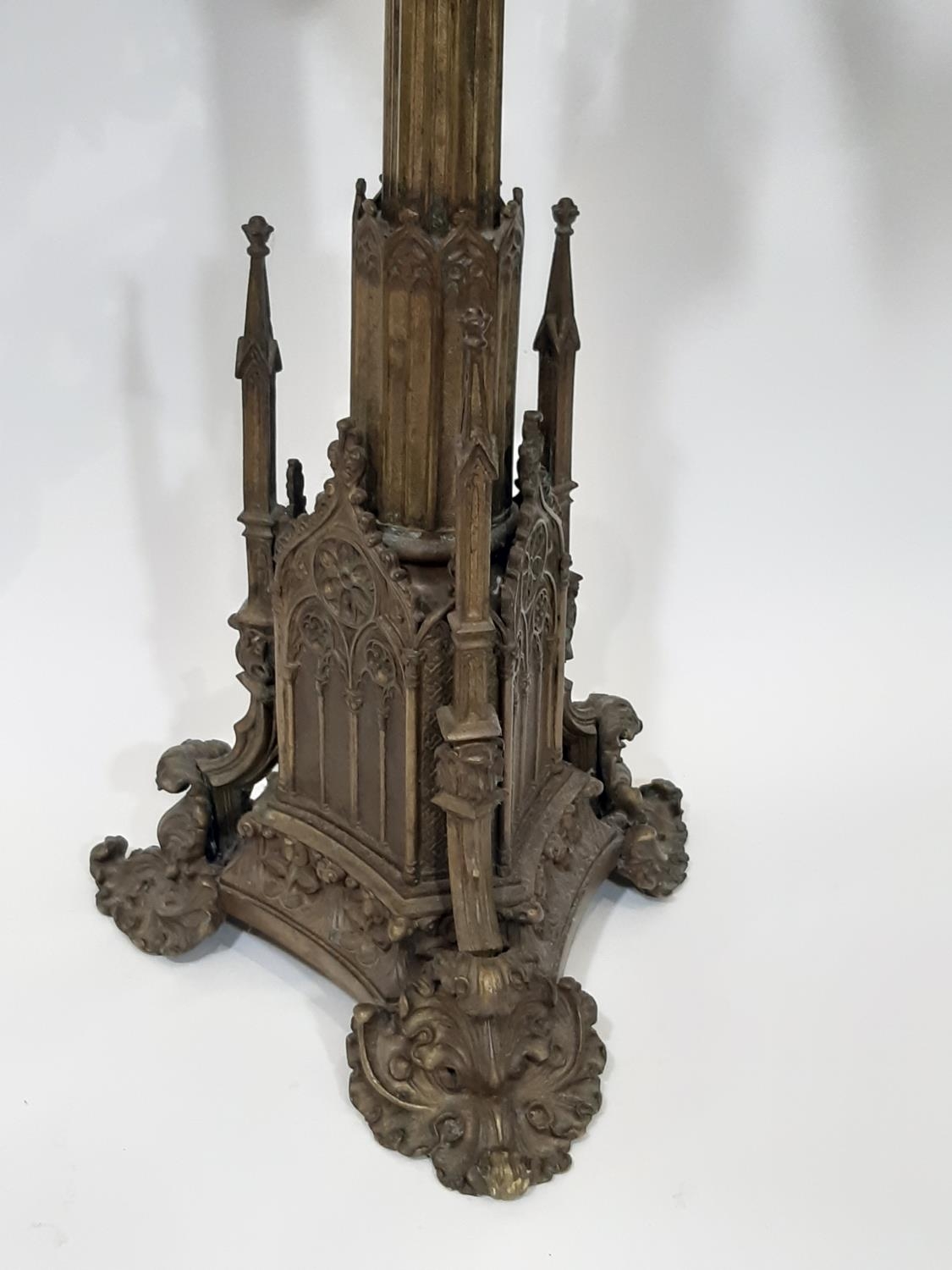 A tall and impressive puginesque 19th century continental gothic thirteen light floor-standing - Image 4 of 7