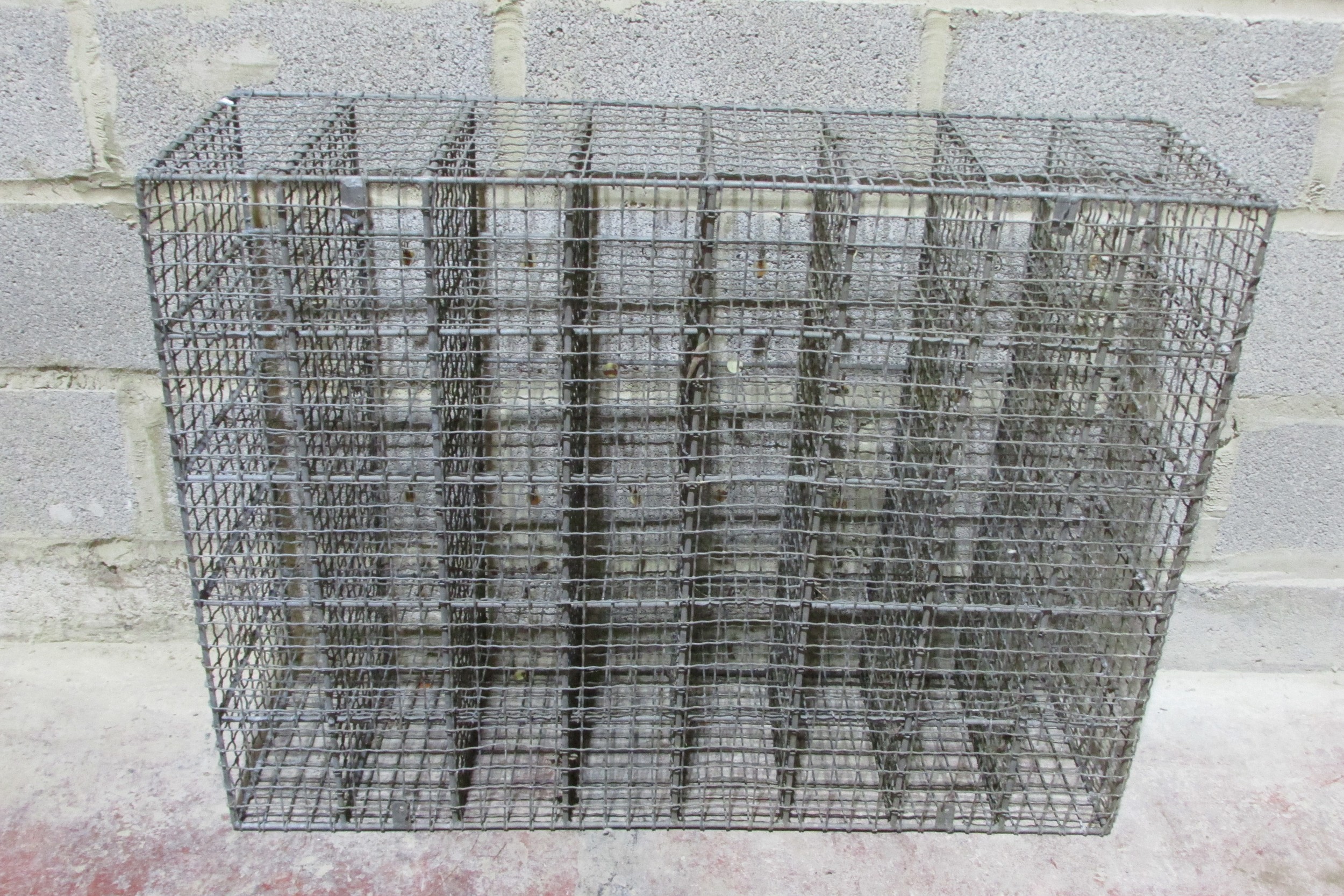 A pair of heavy gauge vintage galvanised wirework shoe racks, each to hold 20 pairs, 77cm high x - Image 3 of 5