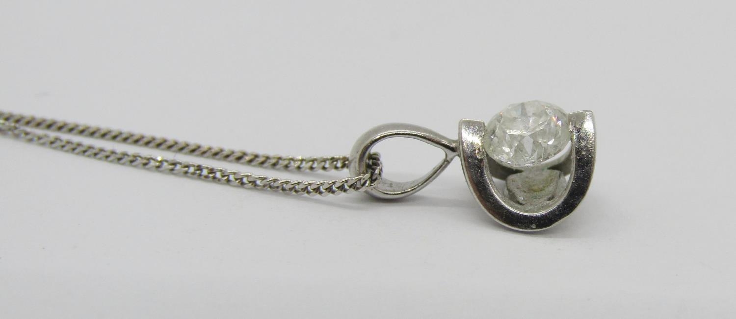 18ct white gold tension set diamond solitaire pendant necklace, the diamond 0.20ct approx, pendant - Image 3 of 7