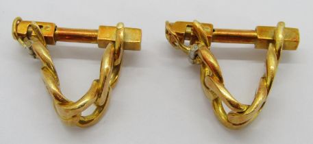 Pair of 18ct chain design hinged cufflinks, stamped '750', 22.5g