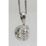 18ct white gold tension set diamond solitaire pendant necklace, the diamond 0.20ct approx, pendant