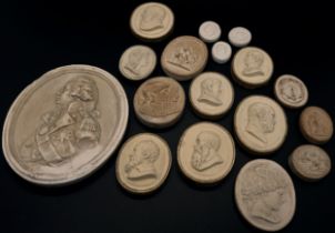 A collection of 19th century plaster relief roundels showing a portrait of Admiral Lord Nelson,