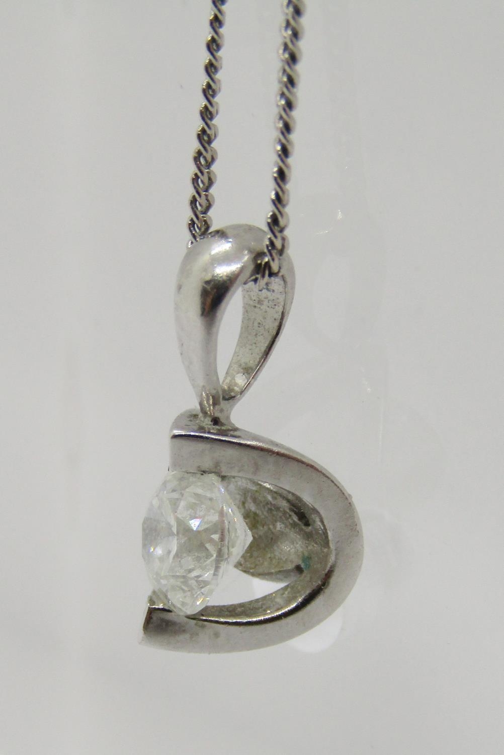 18ct white gold tension set diamond solitaire pendant necklace, the diamond 0.20ct approx, pendant - Image 5 of 7