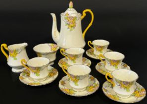 A Paragon tea service for six with floral detail, further pieces of Crown Stafford teaware with