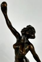 An Art Deco Bronze Study of Aphrodite with The Apple after Gyula Maugsch, signed Maugsch 1925,