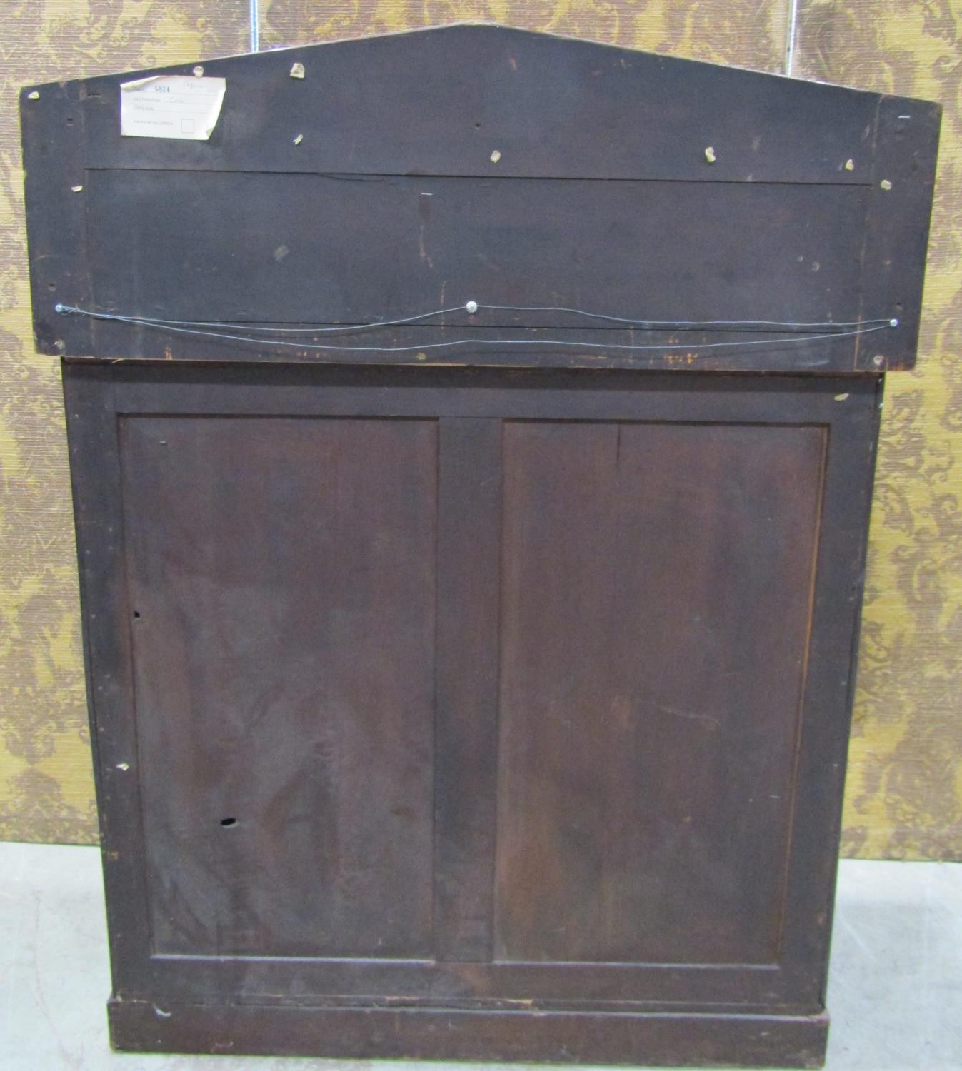 Mid 19th century mahogany veneer chiffonier enclosed by two panelled doors beneath a raised back, - Image 3 of 3