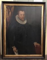 17th Century School - Portrait of A Gentleman Wearing a Ruff Collar, while holding a