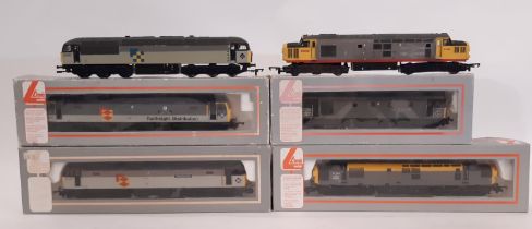 Four 00 gauge boxed railfreight diesel locomotives by Lima including 47033 The Royal Logistic Corps,