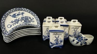 Collection of blue and white and other Chinese plates, willow pattern and others including some