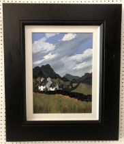 David Barnes (1943-2021) - 'Rhinog Farm', oil on board, signed and titled verso, 29 x 39.5 cm, frame