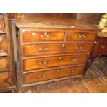 A Georgian country made chest of three long and two short graduated drawers, principally in ash