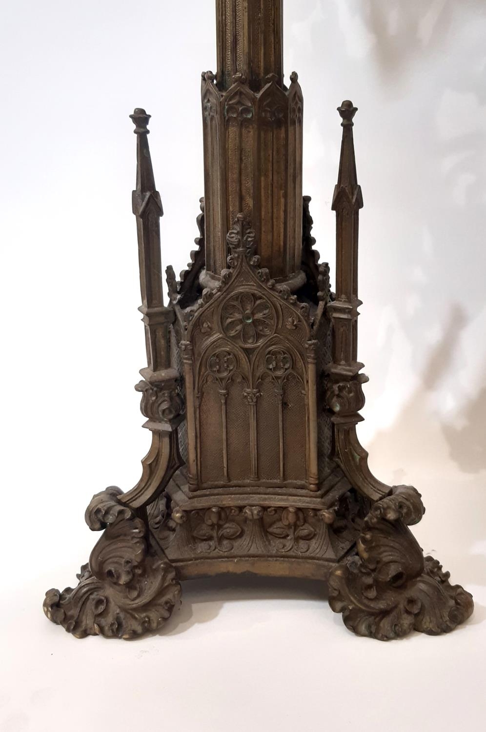 A tall and impressive puginesque 19th century continental gothic thirteen light floor-standing - Image 2 of 7