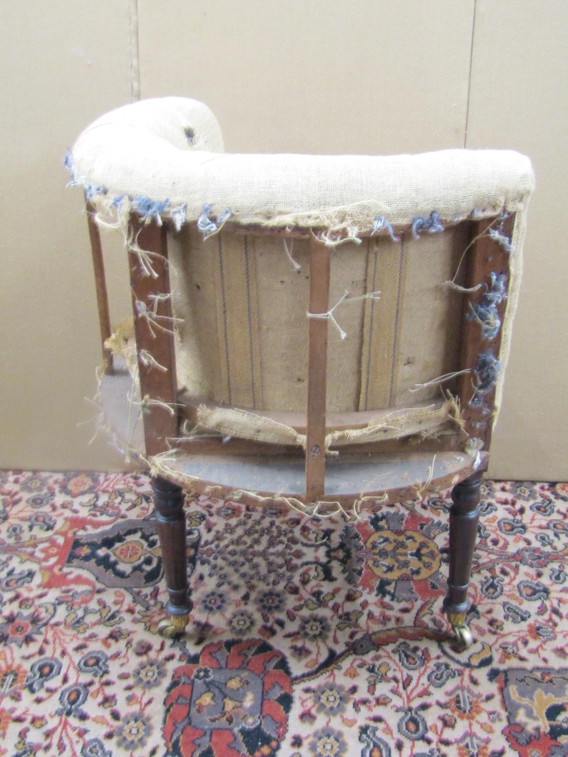 Three 19th century partially upholstered chair frames including a corner example on turned - Image 3 of 6