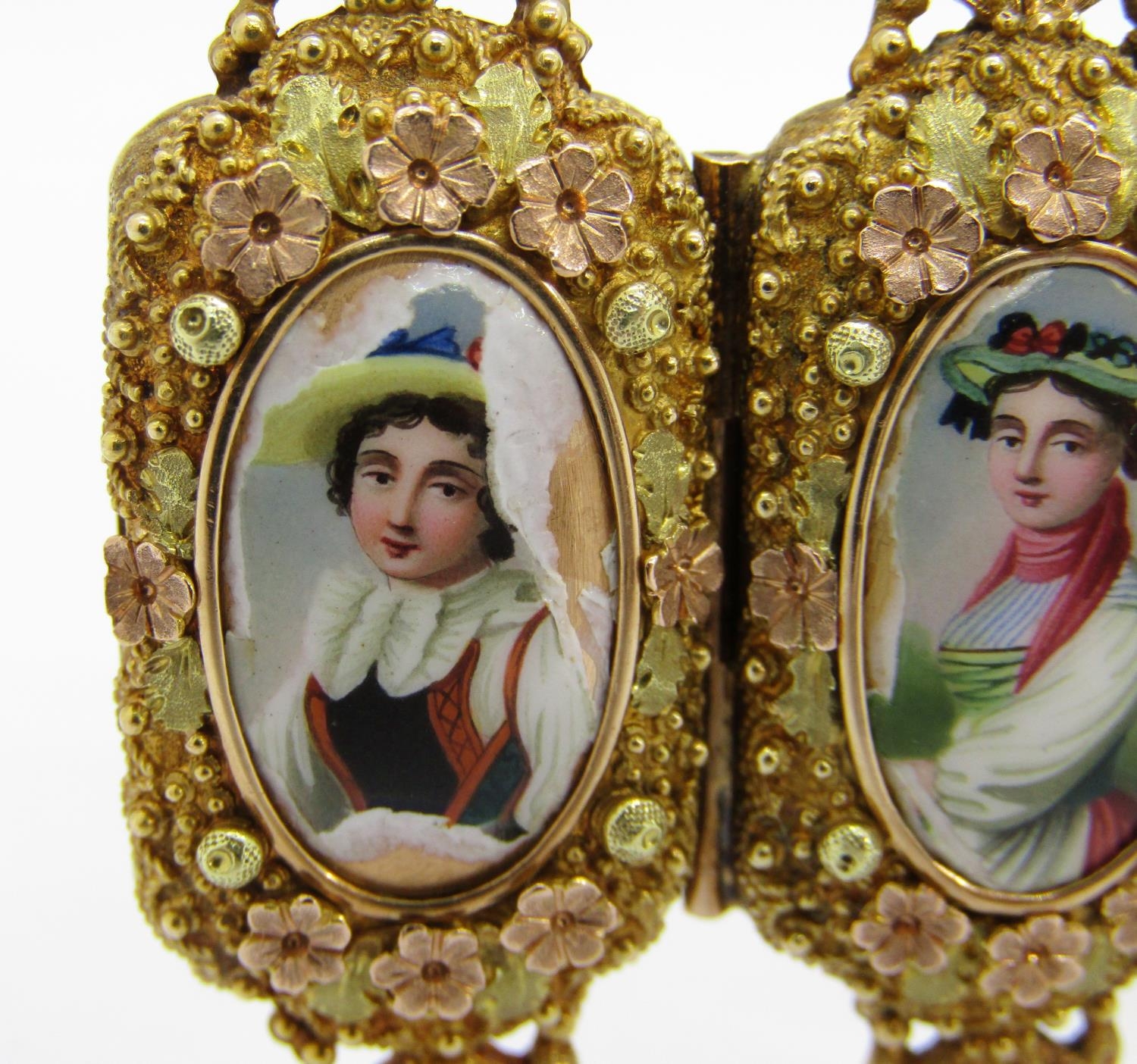 A fine 19th century Swiss gold and enamel portrait bracelet, formed of ten individual waist length - Image 12 of 14