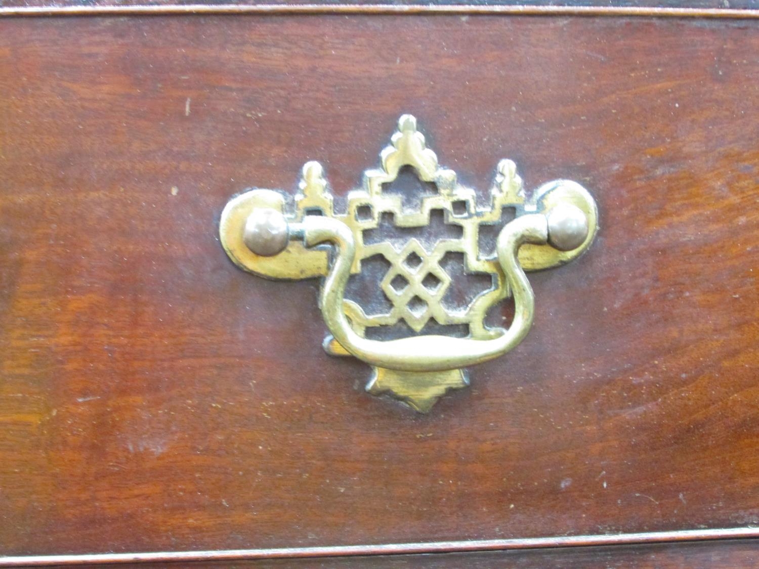 A George III mahogany chest on chest of diminutive proportions, the upper section with blind fret - Image 7 of 7
