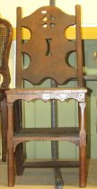A Victorian walnut metamorphic Library chair with pierced gothic back