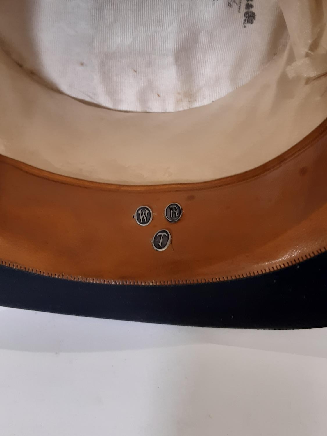 Early 20th century black silk top hat by G.A. Dunn & Co in silk lined stitched leather hat box. - Image 5 of 6