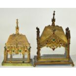 A small late 19th century alter top ecclesiastical reliquary casket, of architectural form with