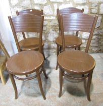 Four Bentwood chairs with later painted finish