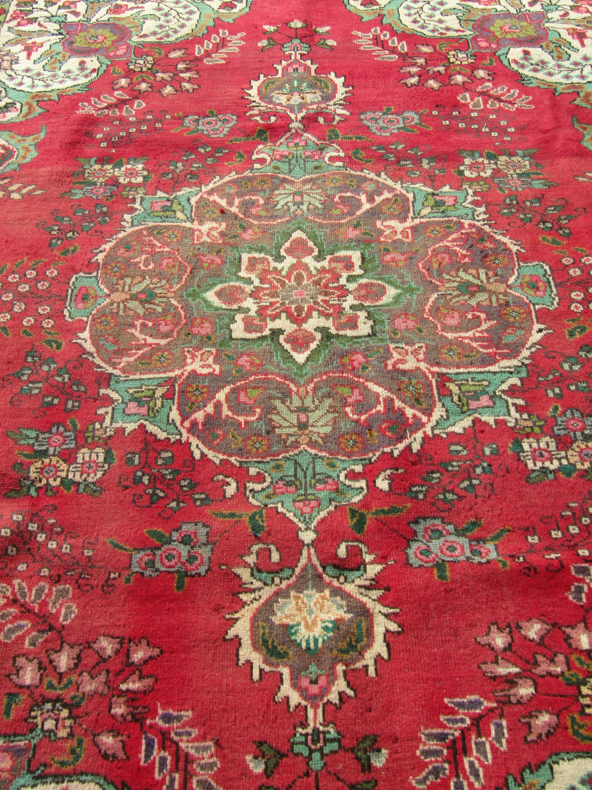 A vintage Persian Tabriz carpet with a multi coloured ground, 276cm x 189cm - Image 3 of 4