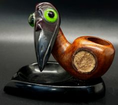 An art deco Y Z Cherry Amber Faturan Nut Bird match striker - Henry Howell Dunhill set on a
