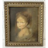 19th Century French School - Portrait of a young girl, Quarter length, looking over her shoulder,