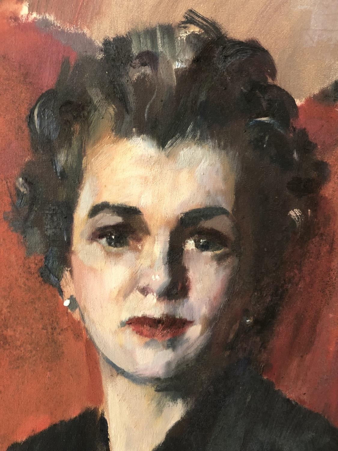 Portrait of a lady, c.1950, signed 'Patrick Larking' lower right, oil on canvas, 61 x 52 cm, - Image 4 of 5