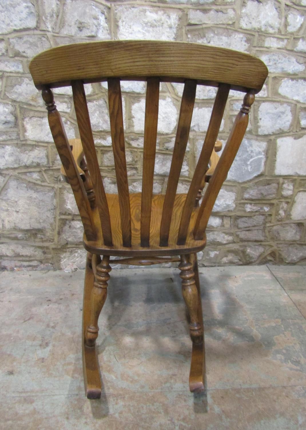 A Windsor lathe back rocking chair, principally in ashwood - Image 2 of 2