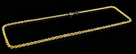 Graduated 9ct rope twist chain necklace, 45.5cm L approx, 6.2g