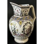 A mid Victorian period rustic pattern ewer together with a marbled glass fish