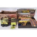 Vintage toys- Mobile Crane Truck in original box by Powerhouse/ Marx and Scalextric Set 50's (AF)