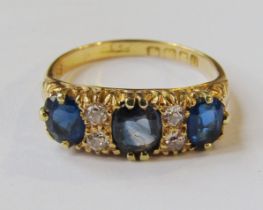 Early 20th century 18ct sapphire and diamond ring, London 1915, size O, 4.7g