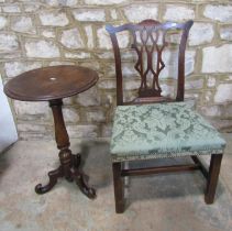 19th century Walnut occasional table on turned pillar, together with a Georgian mahogany dining