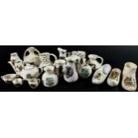 A collection of crested china including a number of military pieces, principally archaeological