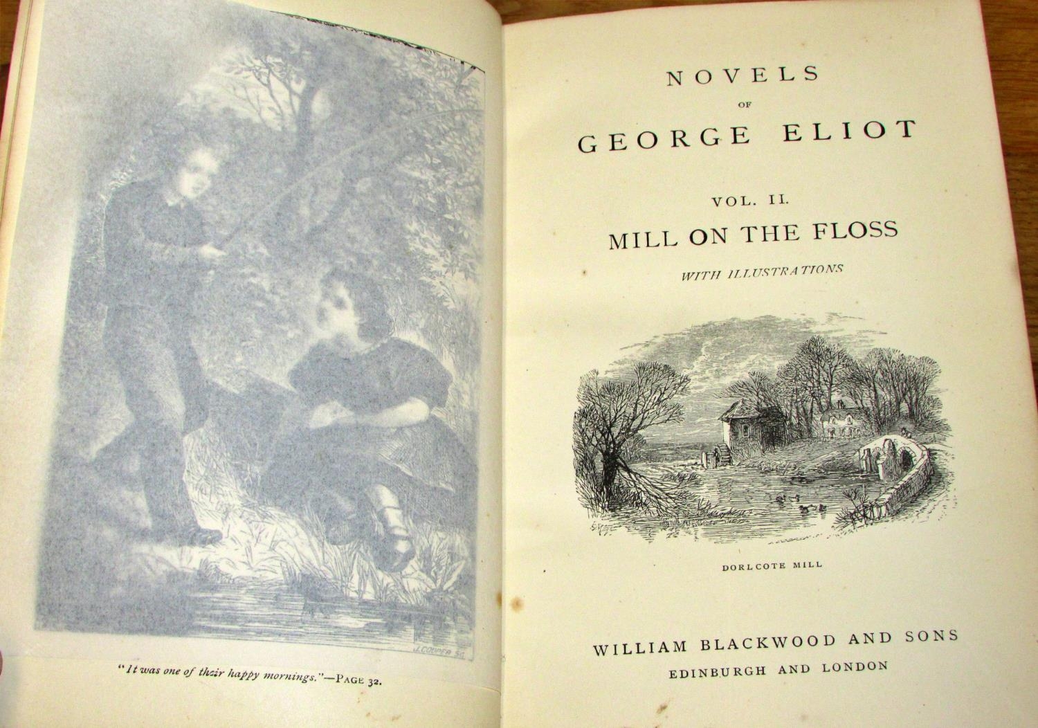 Six leatherbound novels by George Eliot - Silas Marner, Romola, Mill on the Floss, Daniel Deronda, - Image 3 of 3