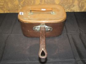 A 19th century copper Asparagus pan and cover with iron handle