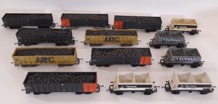 8 iron ore loaded tippler wagons by Lima including 4 BSC iron ore grey and red and 2 PTA bogie ore