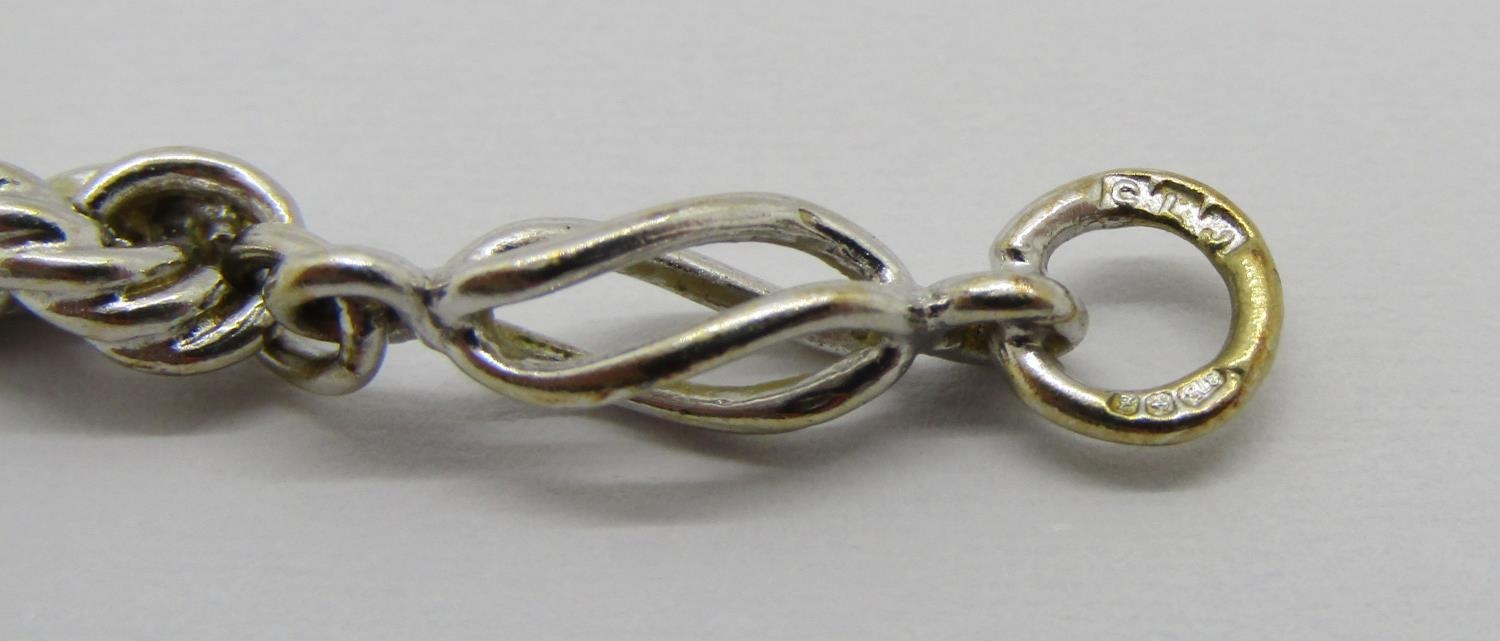 9ct white gold fancy twist link chain necklace, with later 18ct white gold lobster clasp, 41.5cm L - Image 4 of 6