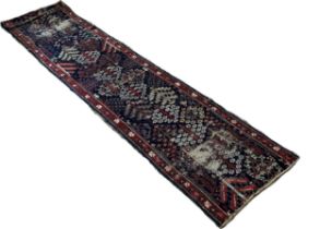 Two pieces of old North West Persian Runners, with an all over stylised floral pattern on a blue