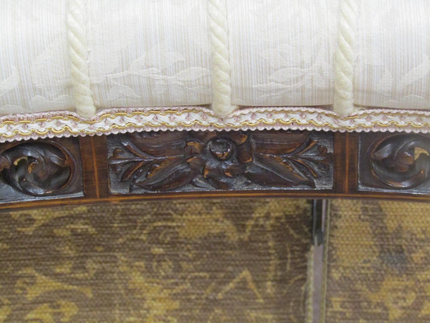 A pair of Edwardian rosewood occasional chairs, with inlaid detail, pierced and carved splats, - Image 8 of 9