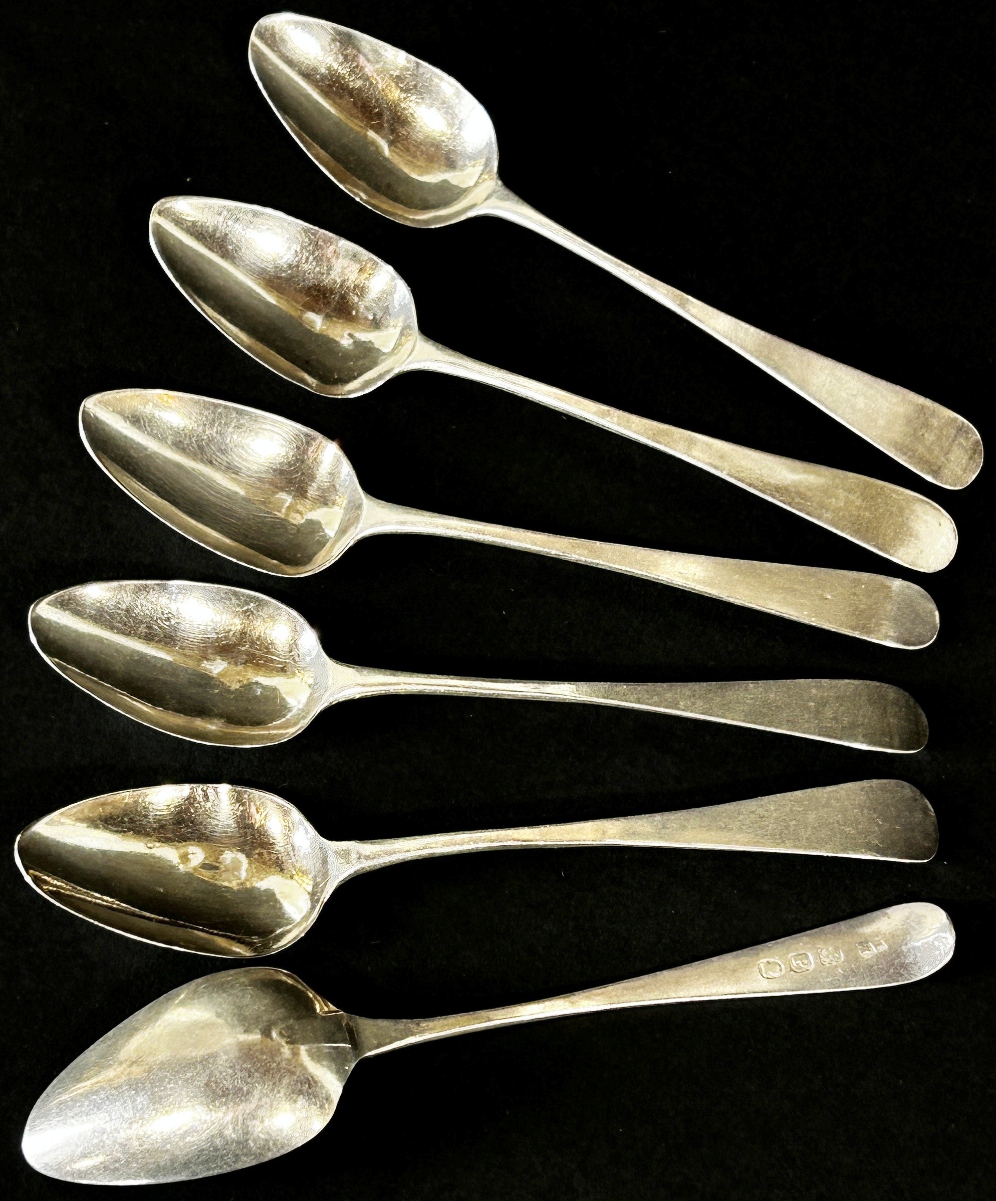 Six Georgian silver spoons in a later case, London 1810, maker Peter and William Bateman? (rubbed) - Image 2 of 3