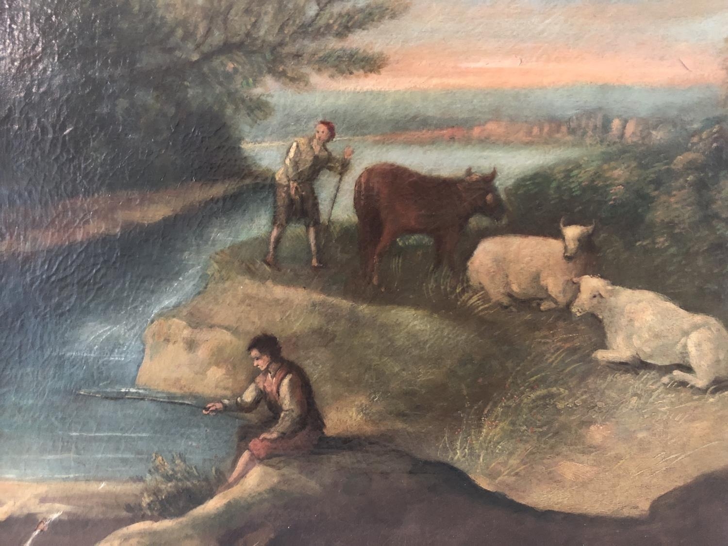 Dutch School, 18th Century - Pastoral landscape with figures and cattle, unsigned, oil on canvas, 45 - Image 2 of 5